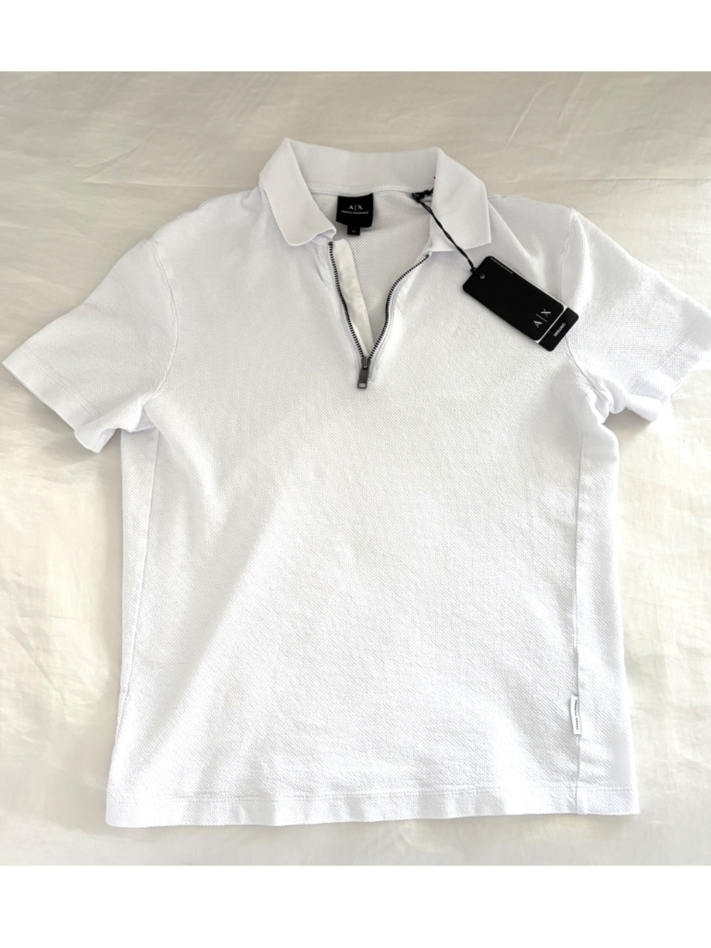 ARMANI EXCHANGE AX Zip Polo in White (Size: XS Slim-Short) NEW $120 MSRP